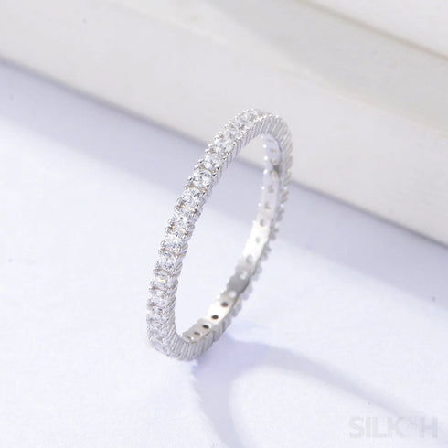 Square Cut Sterling Silver Eternity Band Nan - Jewelry